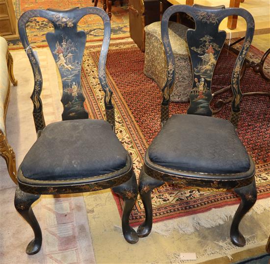 A pair of 1920s chinoiserie lacquer dining chairs